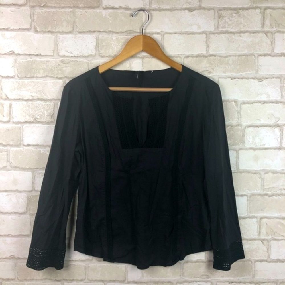 J. Crew Eyelet Lace Trim Blouse